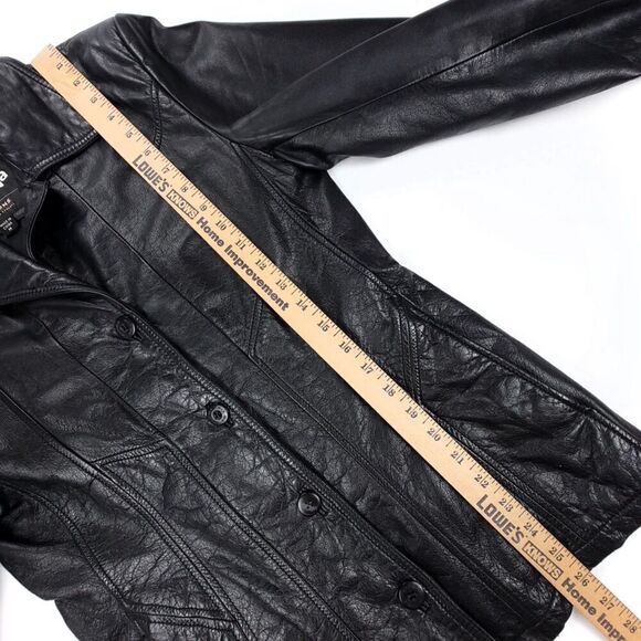 VINTAGE Wilsons Maxima 100% Genuine Leather Jacket Dad Coat Medium Black 90s Y2k - Picture 4 of 10
